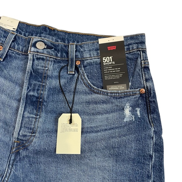 Levi's Premium 501 Mid Thigh Denim Jean Shorts Size 32 - Picture 5 of 9